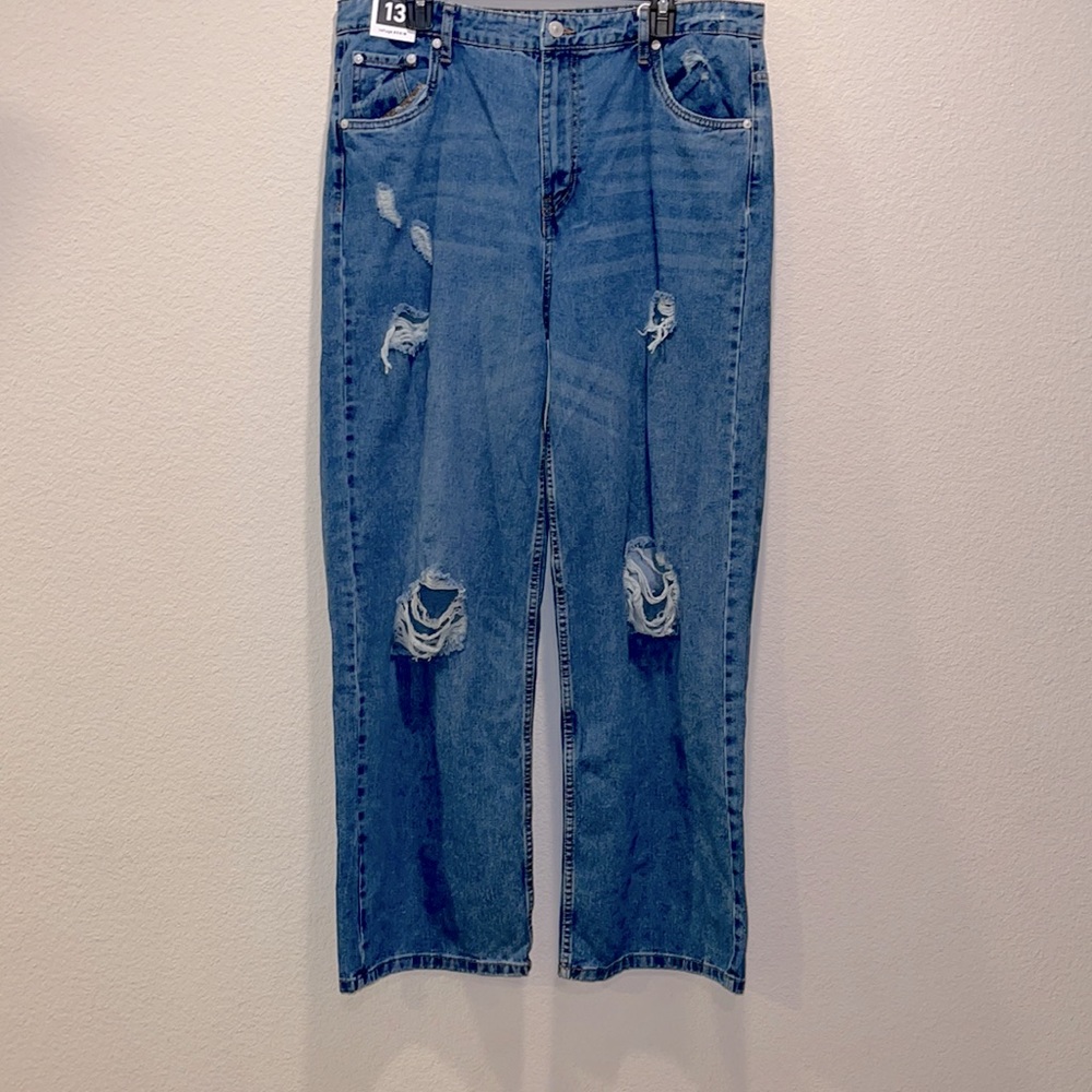 refuge Light Blue Wide Leg Jeans - Picture 2 of 6
